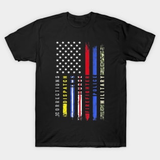 First Responders Hero Flag Nurse EMS Police Fire Military T-Shirt